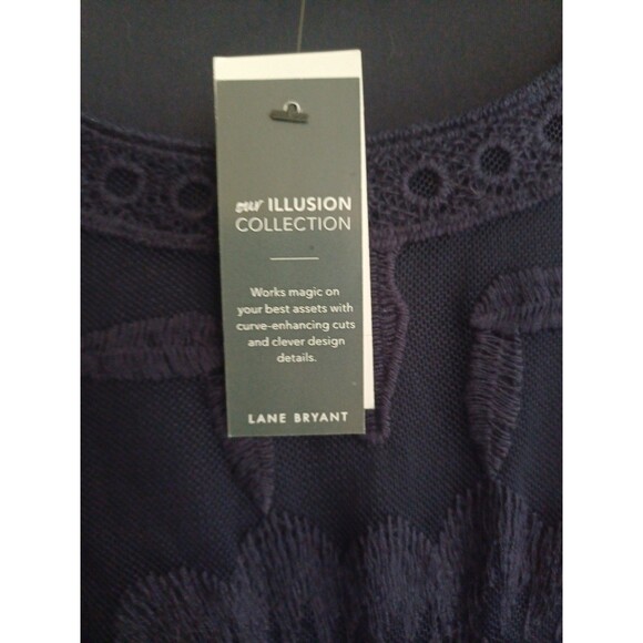 Lane Bryant NWT navy lace blouse 20 plus sz sleeveless sheer lined party holiday - Picture 4 of 10